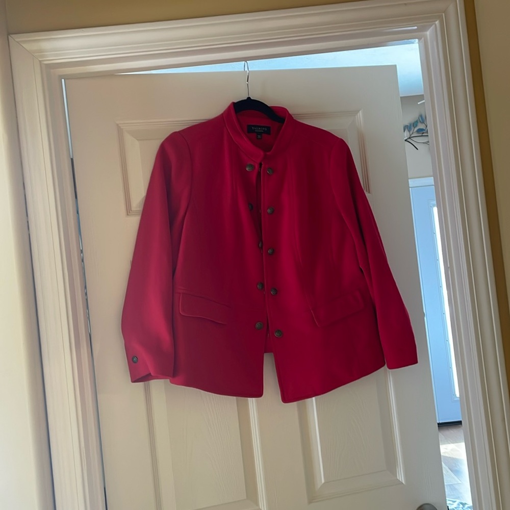 Two Talbots 16 plus petite jackets, blue and red.